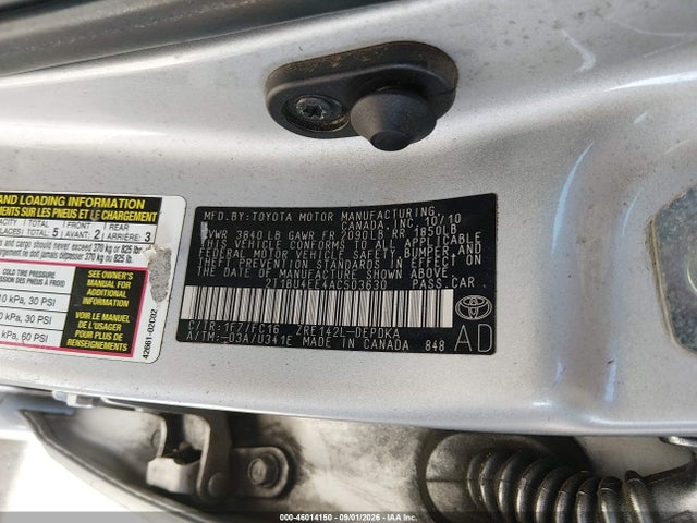 46014150 :رقم المزاد ، 2T1BU4EE4AC503630 vin ، 2010 Toyota Corolla Le مزاد بيع