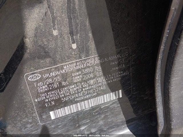 Aukcja sprzedaży 2015 Hyundai Elantra Se, vin: 5NPDH4AE3FH652148, numer aukcji: 46014173