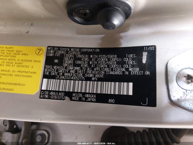 Aukcja sprzedaży 2004 Lexus Rx 330, vin: JTJHA31U140052775, numer aukcji: 46014177