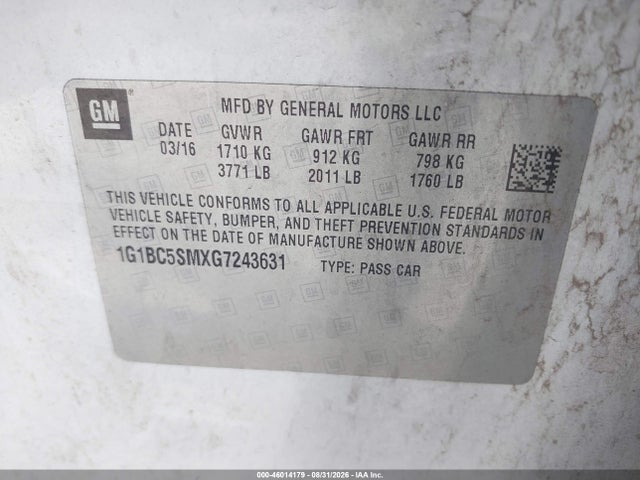 1G1BC5SMXG7243631 Chevrolet Cruze Ls Auto