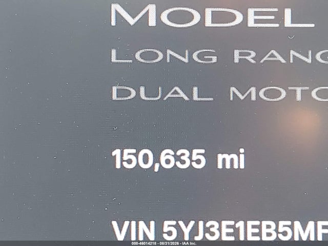 Продаж на аукціоні авто 2021 Tesla Model 3 Long Range Dual Motor All-wheel Drive, vin: 5YJ3E1EB5MF978953, номер лоту: 46014218