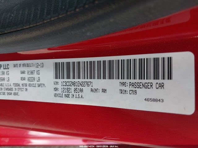 Aukcja sprzedaży 2014 Dodge Avenger Se, vin: 1C3CDZAB1EN227671, numer aukcji: 46014224