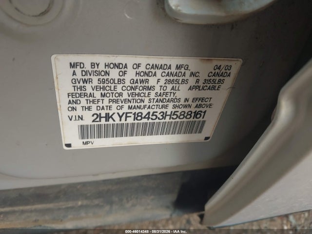 Продаж на аукціоні авто 2003 Honda Pilot Ex, vin: 2HKYF18453H588161, номер лоту: 46014348