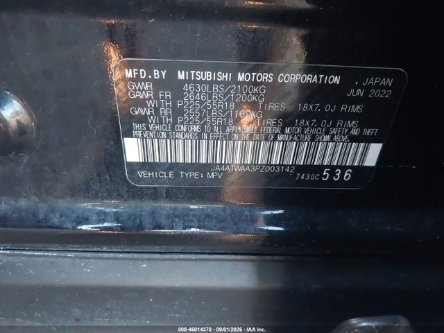 Aukcja sprzedaży 2023 Mitsubishi Eclipse Cross Se S-awc/sel S-awc, vin: JA4ATWAA3PZ003142, numer aukcji: 46014370