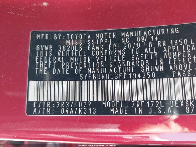 Toyota Corolla S Plus 2015 5YFBURHE3FP194250 Image 9