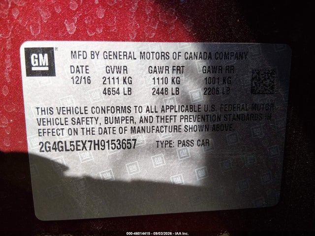 Продажа на аукционе авто 2017 Buick Regal Turbo Sport Touring, vin: 2G4GL5EX7H9153657, номер лота: 46014415