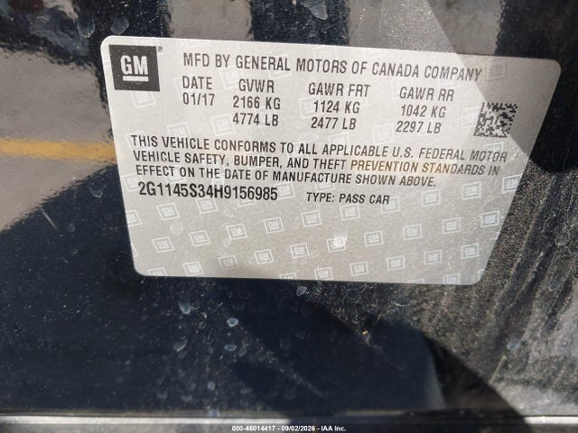 Chevrolet IMPALA 2LZ 2017 2G1145S34H9156985 Image 9
