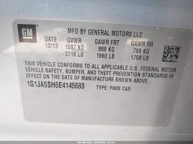 Chevrolet Sonic Ls Auto 2014 1G1JA5SH6E4145683 Image 9