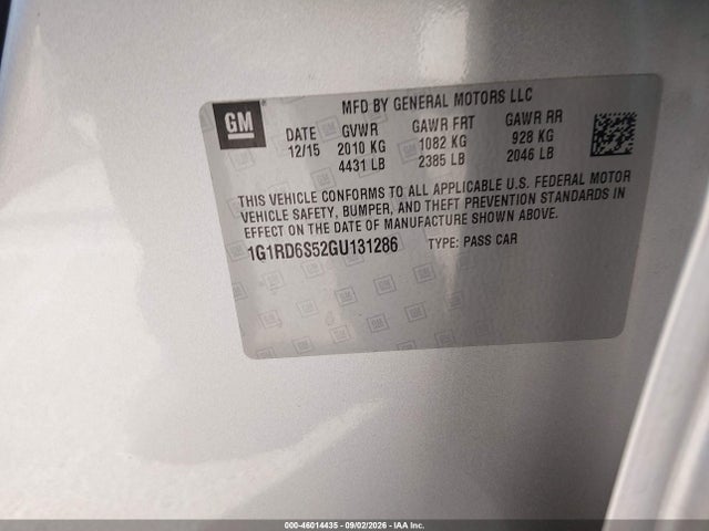 Продаж на аукціоні авто 2016 Chevrolet Volt Premier, vin: 1G1RD6S52GU131286, номер лоту: 46014435