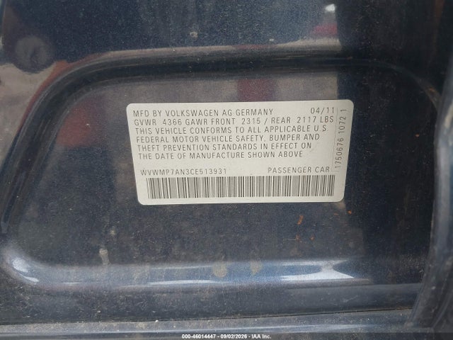 Продажа на аукционе авто 2012 Volkswagen Cc Sport, vin: WVWMP7AN3CE513931, номер лота: 46014447