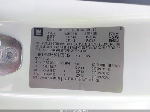 Aukcja sprzedaży 2016 Gmc Canyon 2wd Sle, vin: 1GTH5CE33G1176635, numer aukcji: 46014482