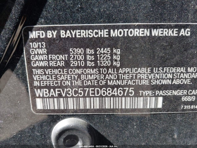 Aukcja sprzedaży 2014 Bmw 535d Xdrive, vin: WBAFV3C57ED684675, numer aukcji: 46014484