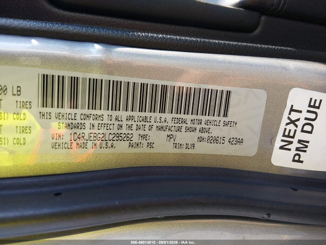 Продажа на аукционе авто 2020 Jeep Grand Cherokee Limited 4x2, vin: 1C4RJEBG2LC295262, номер лота: 46014510