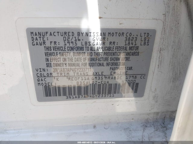 Nissan SENTRA SV 2016 3N1AB7AP4GY233711 Image 9