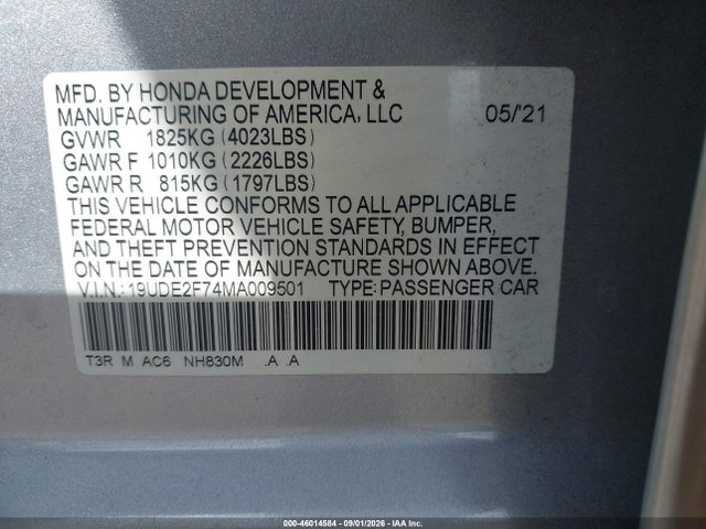 Продажа на аукционе авто 2021 Acura Ilx Premium Package/technology Package, vin: 19UDE2F74MA009501, номер лота: 46014584