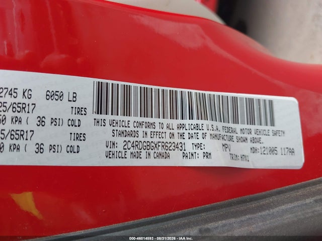 2C4RDGBGXFR623431 Dodge Grand Caravan Se