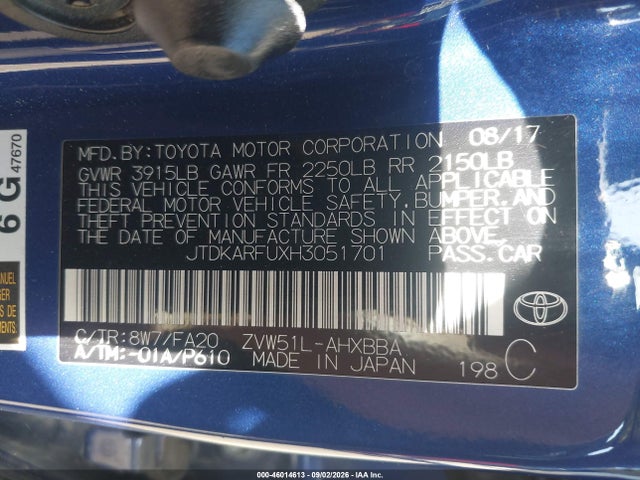 Toyota Prius Two Eco 2017 JTDKARFUXH3051701 Image 9