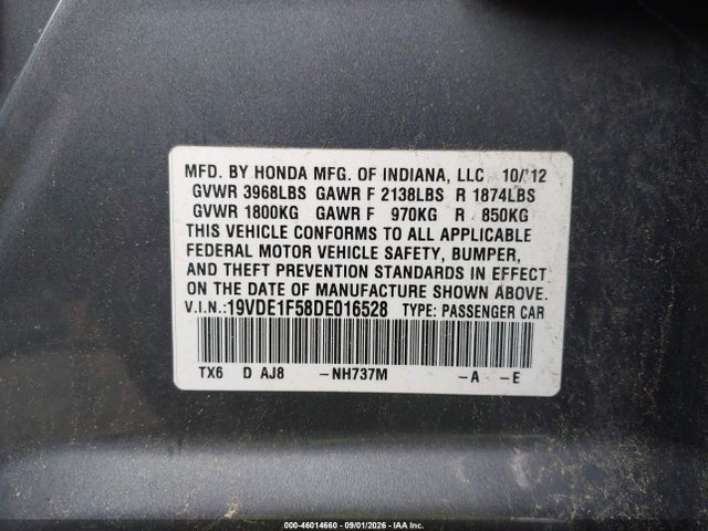 Aukcja sprzedaży 2013 Acura Ilx 2.0l, vin: 19VDE1F58DE016528, numer aukcji: 46014660