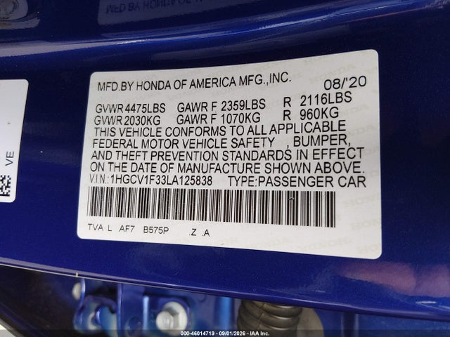 1HGCV1F33LA125838 Honda Accord Sport