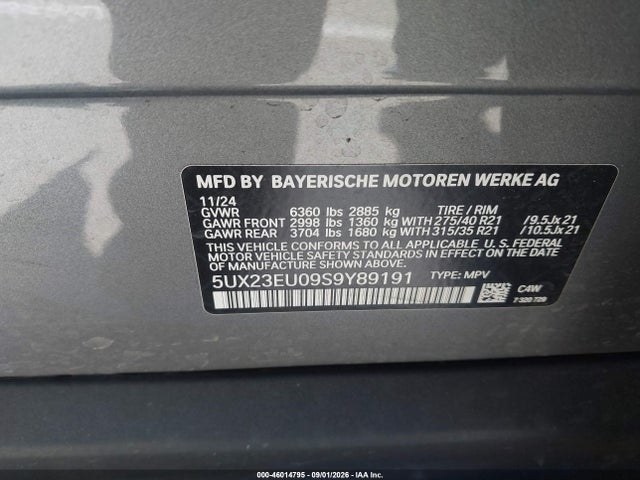 Продажа на аукционе авто 2025 Bmw X5 Xdrive40i, vin: 5UX23EU09S9Y89191, номер лота: 46014795