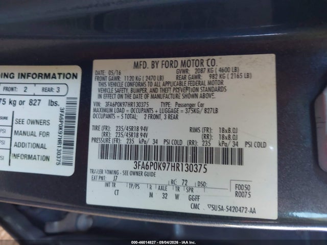 Ford Fusion Titanium 2017 3FA6P0K97HR130375 Image 8