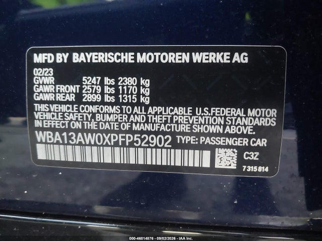Auction sale of the 2023 Bmw M440i Gran Coupe Xdrive, vin: WBA13AW0XPFP52902, lot number: 46014876