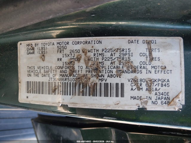 Продаж на аукціоні авто 2001 Toyota 4runner Sr5 V6, vin: JT3GN86R510201757, номер лоту: 46014882