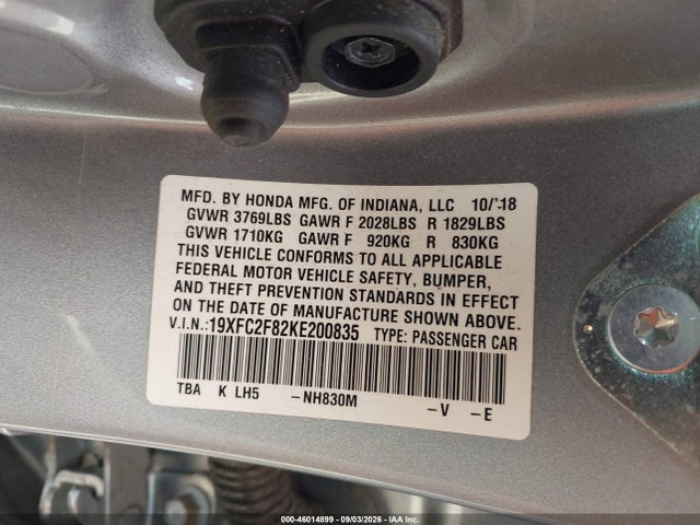 Honda Civic Sport 2019 19XFC2F82KE200835 Image 9
