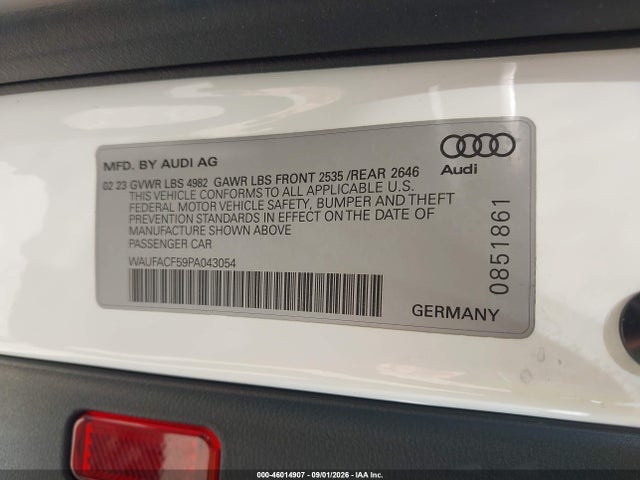 Продажа на аукционе авто 2023 Audi A5 Sportback Premium Plus 45 Tfsi S Line Quattro S Tronic, vin: WAUFACF59PA043054, номер лота: 46014907