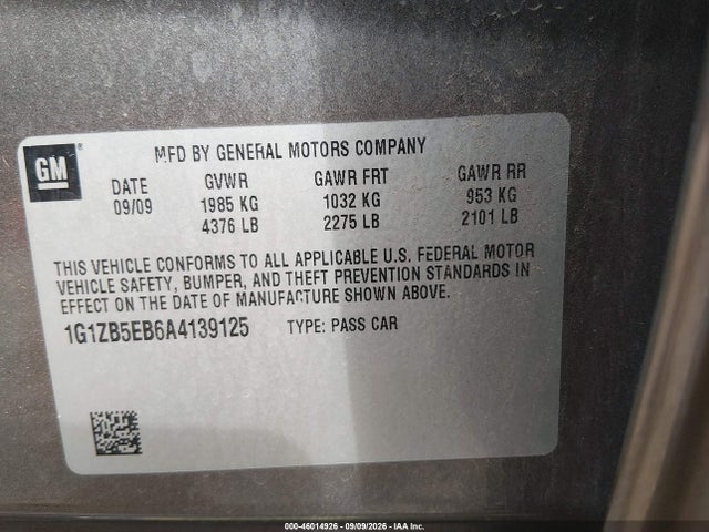 Продаж на аукціоні авто 2010 Chevrolet Malibu Ls, vin: 1G1ZB5EB6A4139125, номер лоту: 46014926
