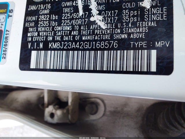 Продаж на аукціоні авто 2016 Hyundai Tucson Se, vin: KM8J23A42GU168576, номер лоту: 46014936