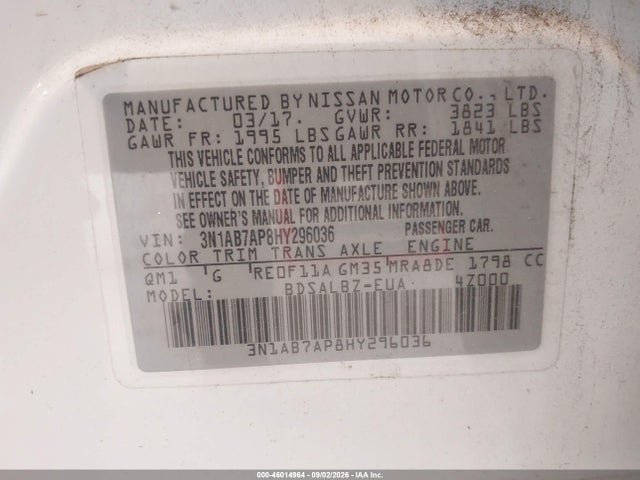 Nissan SENTRA S 2017 3N1AB7AP8HY296036 Image 9