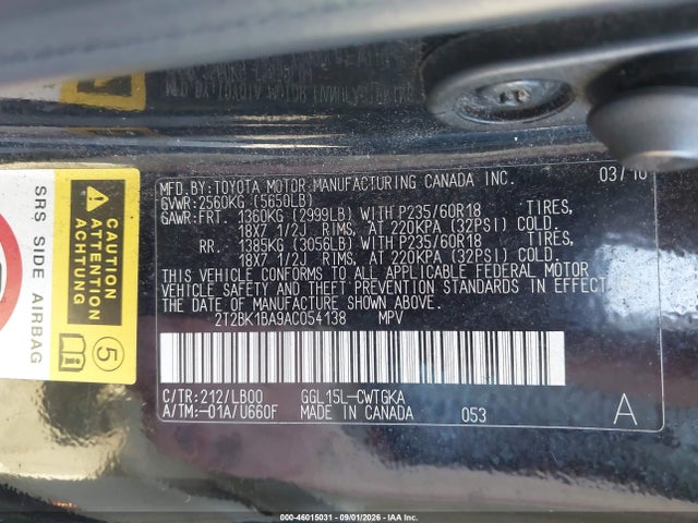 Aukcja sprzedaży 2010 Lexus Rx 350, vin: 2T2BK1BA9AC054138, numer aukcji: 46015031