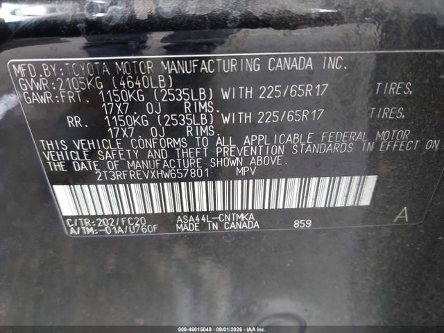 Toyota Rav4 Xle 2017 2T3RFREVXHW657801 Image 9