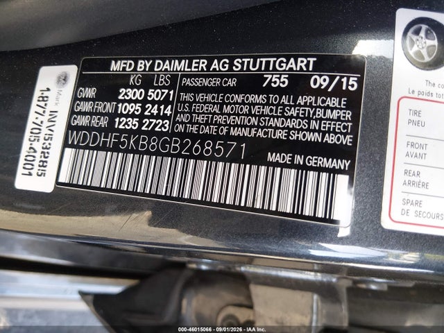 46015066 :رقم المزاد ، WDDHF5KB8GB268571 vin ، 2016 Mercedes-benz E 350 مزاد بيع