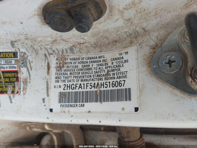 46015085 :رقم المزاد ، 2HGFA1F54AH516067 vin ، 2010 Honda Civic Lx مزاد بيع