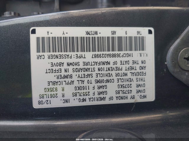Продаж на аукціоні авто 2009 Honda Accord 3.5 Ex-l, vin: 1HGCP36889A029987, номер лоту: 46015089