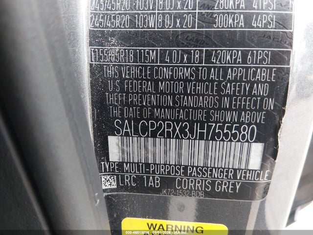 Продажа на аукционе авто 2018 Land Rover Discovery Sport Se, vin: SALCP2RX3JH755580, номер лота: 46015096