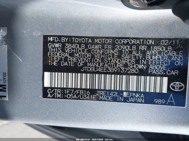 Продажа на аукционе авто 2011 Toyota Corolla Le, vin: JTDBU4EE3B9137280, номер лота: 46015147