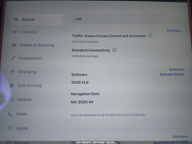 46015243 :رقم المزاد ، 5YJXCBE2XGF030355 vin ، 2016 Tesla Model X 60d/70d/75d/90d/p100d مزاد بيع