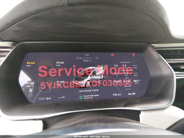 46015243 :رقم المزاد ، 5YJXCBE2XGF030355 vin ، 2016 Tesla Model X 60d/70d/75d/90d/p100d مزاد بيع