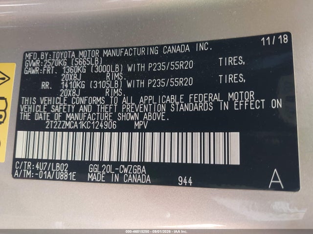 Lexus RX 350 2019 2T2ZZMCA1KC124906 Image 9