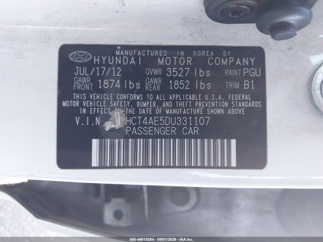 Продажа на аукционе авто 2013 Hyundai Accent Gls, vin: KMHCT4AE5DU331107, номер лота: 46015284