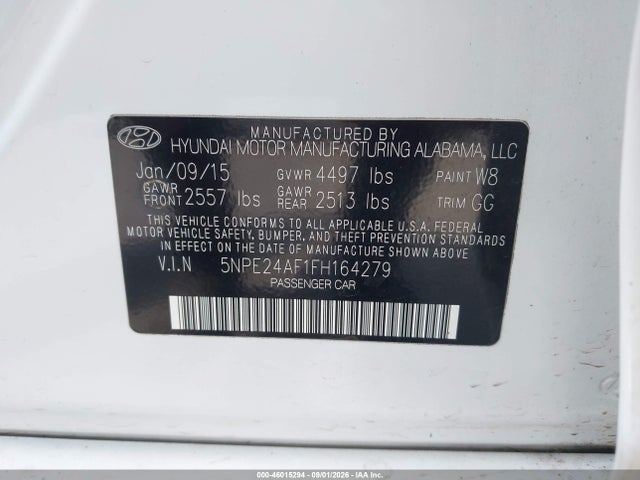 Продажа на аукционе авто 2015 Hyundai Sonata Se, vin: 5NPE24AF1FH164279, номер лота: 46015294