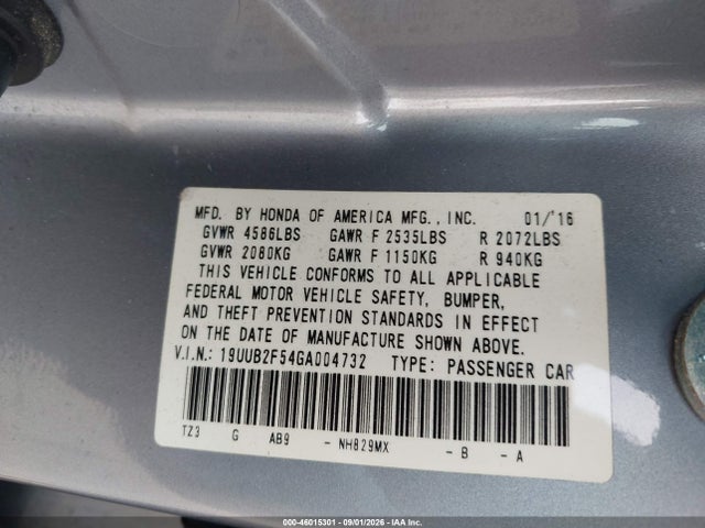 2016 Acura Tlx V6 Tech მანქანა იყიდება აუქციონზე, vin: 19UUB2F54GA004732, აუქციონის ნომერი: 46015301