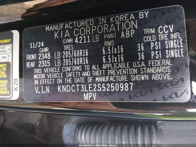 2025 Kia Niro Sx მანქანა იყიდება აუქციონზე, vin: KNDCT3LE2S5250987, აუქციონის ნომერი: 46015313