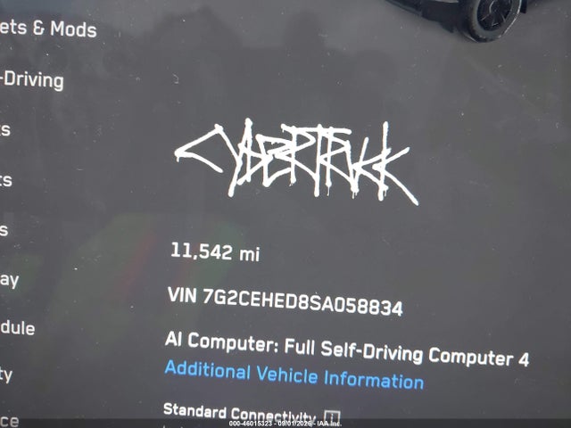 Продажа на аукционе авто 2025 Tesla Cybertruck All-wheel Drive, vin: 7G2CEHED8SA058834, номер лота: 46015323