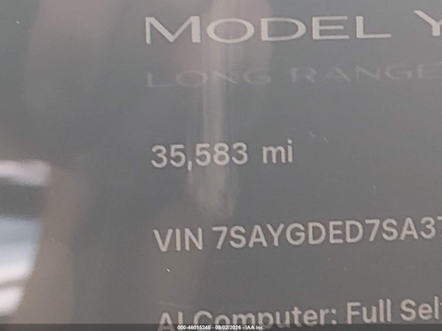 Продажа на аукционе авто 2025 Tesla Model Y Long Range Dual Motor Rear-wheel Drive, vin: 7SAYGDED7SA372957, номер лота: 46015345