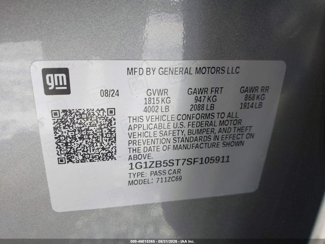 1G1ZB5ST7SF105911 Chevrolet Malibu Fwd Ls