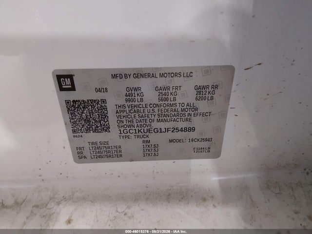 Chevrolet Silverado 2500hd Wt 2018 1GC1KUEG1JF254889 Image 9